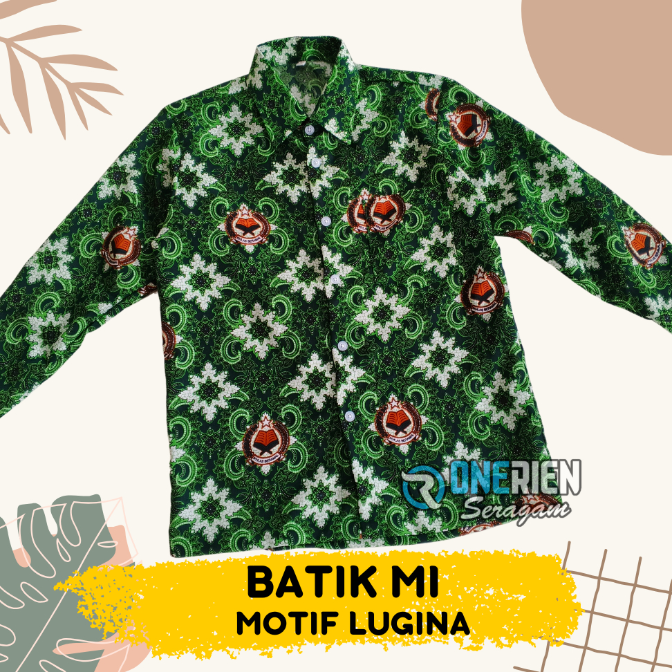 Seragam Batik MI / SD MADRASAH HIJAU  Motif LUGINA HIJAU BIRU SD