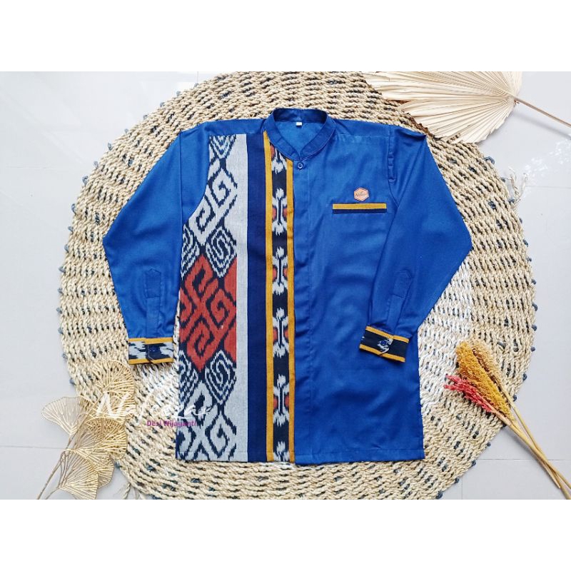 Seragam Kemeja Tunik Gamis Tenun Mix Kombinasi Batik Salur Garis Garis Katun Premium Jahit Custom Mo