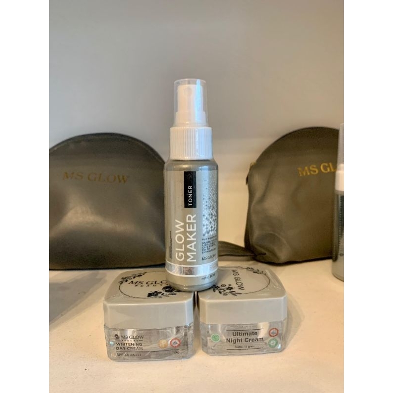 FACIAL WASH MS GLOW,DAY CREAM MS GLOW, & ULTIMATE NIGHT CREAM