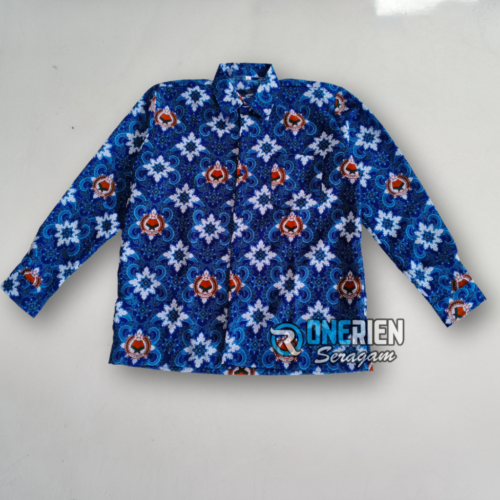 RB Seragam Batik MTs / SMP Nasional Biru Motif LUGINA