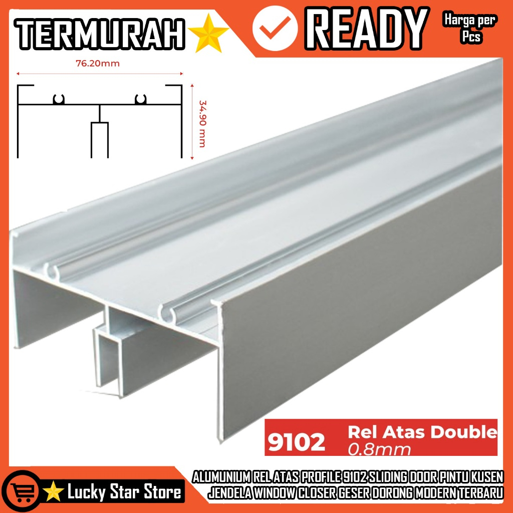 Alumunium Aluminium Almunium Rel Rell Atas Profile Profil Propil 9102 Sliding Sleding Seliding Door 