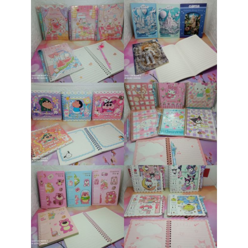 

buku A5 motif sanrio/ diary/ jurnal hard cover/ binder / notebook persegi