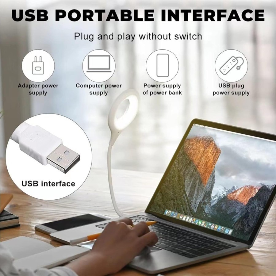 Lampu Smart LED Voice Command Lamp Reading Desk Night Light 6000K Lampu Baca Lampu Meja USB Portable