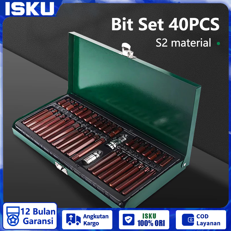 ISKU Power Bit Set 40pcs Star Hex Spline Bit Set Socket Bintang Socket Bit Set Star Bit Hex Bit