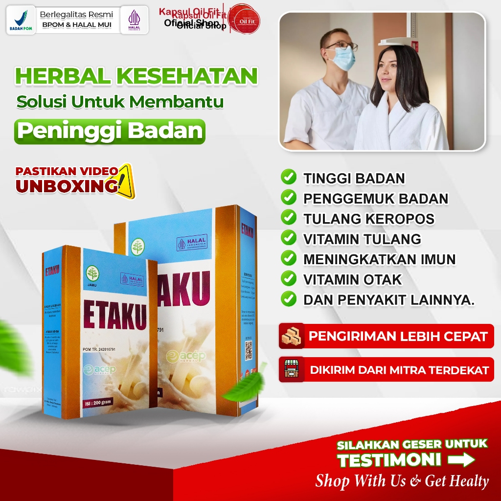 

Susu Etaku Untuk Peninggi Badan Kesehatan Tulang Dan Sendi Kesehatan Paru Paru Pembersih Tbc Paru Kecerdasan Otak Asam Lambung Gerd Magh Sesak Nafas Asma Dari Ekstrak Susu Kambing Etawa Isi 10 Sachet
