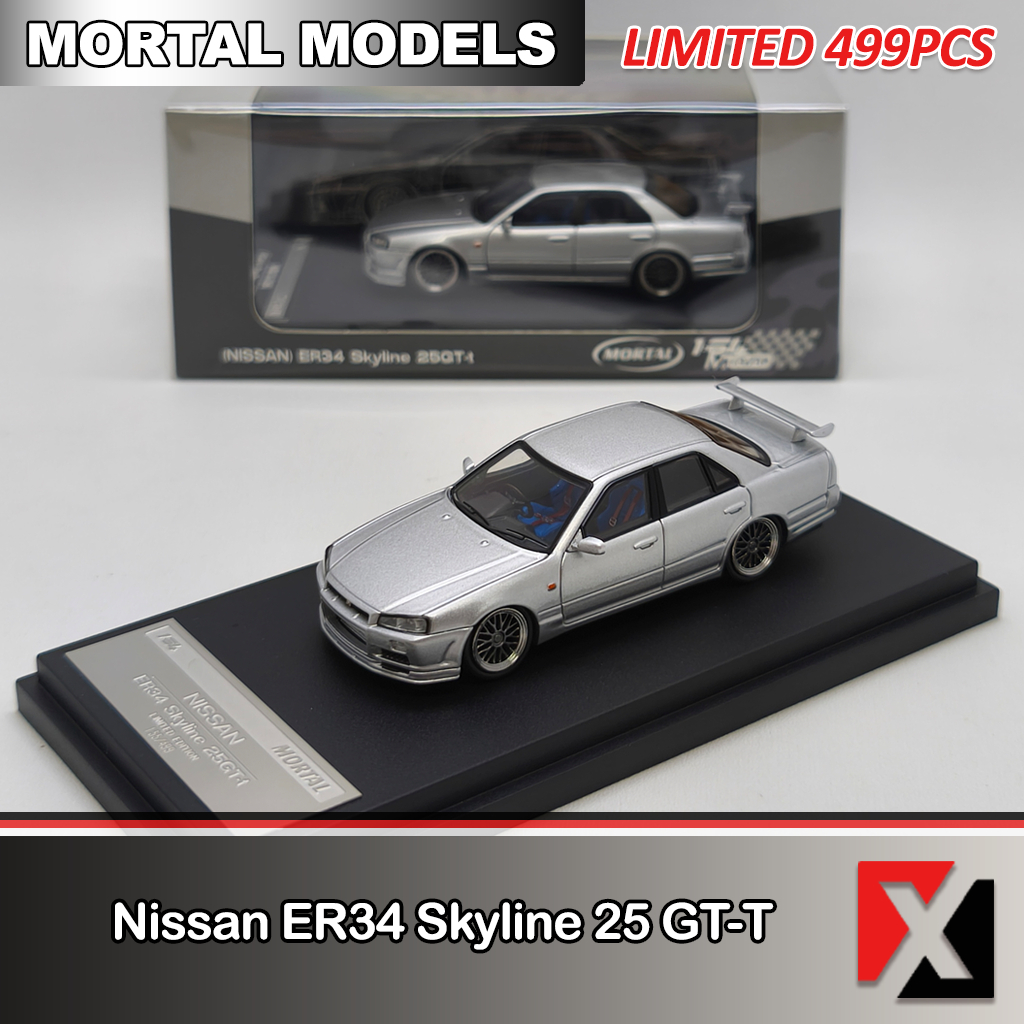 MORTAL 1:64 Nissan ER34 Skyline 25GT-T Silver Nissan Skyline R34