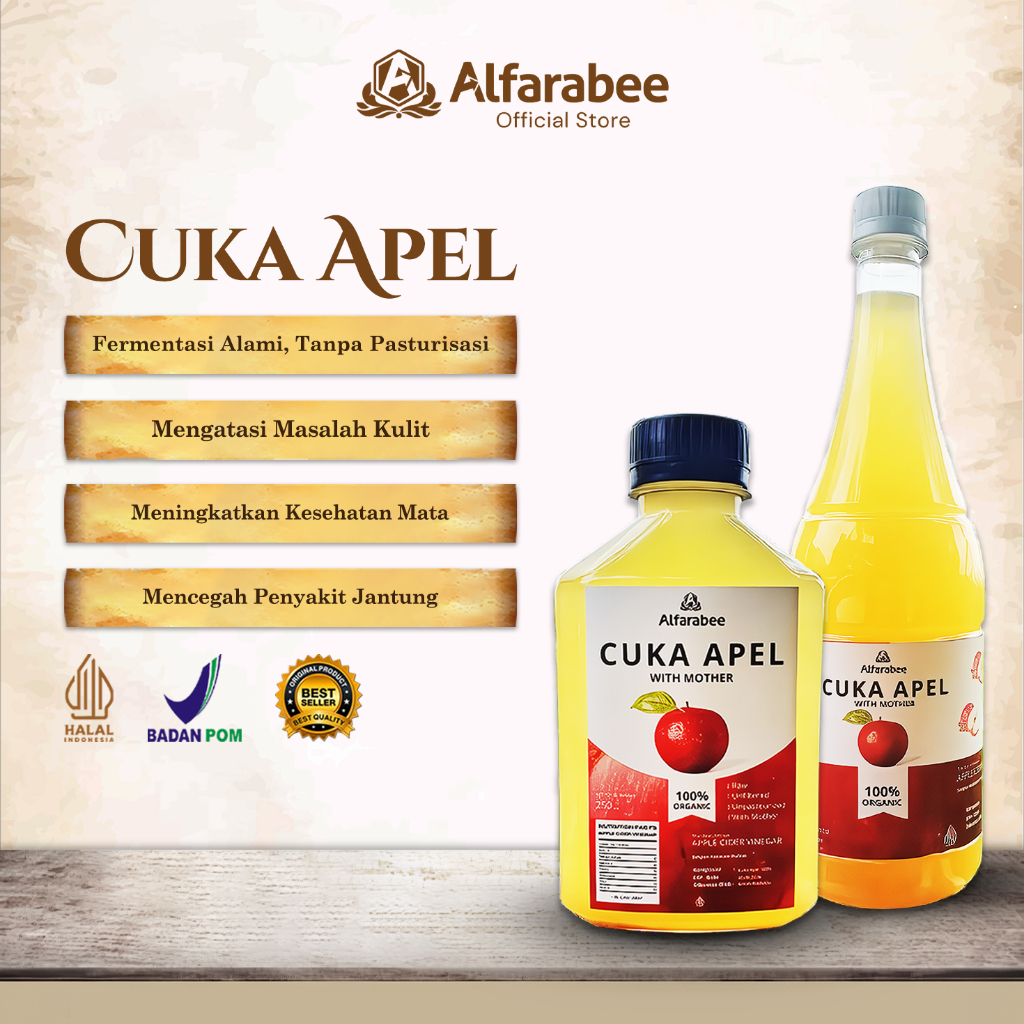 

Alfarabee - Cuka Apel Original | Apple Vinegar Asli 100% Murni Tanpa Campuran Untuk Kesehatan