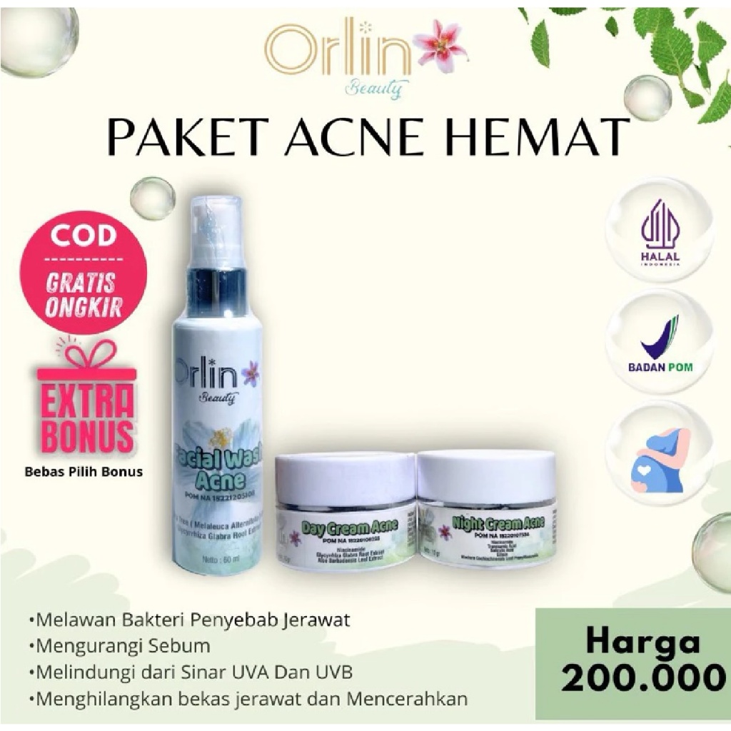 Paket Acne Orlin Beauty / Orlin Beauty Skincare / Orlin Beauty / Orlin Skincare (GRATIS BANYAK BONUS