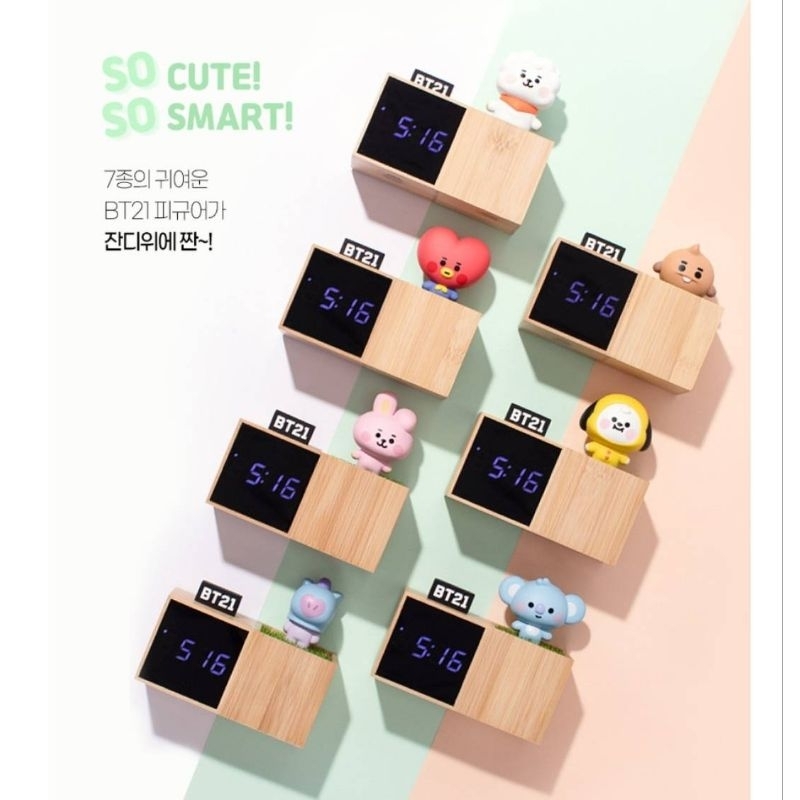 Official baby bt21 led digital desk clock watch figure ori 100%