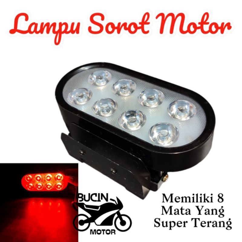 LAMPU TEMBAK SOROT STROBO CAHAYA MERAH RUNNING OVAL VARIASI MOTOR MOBIL