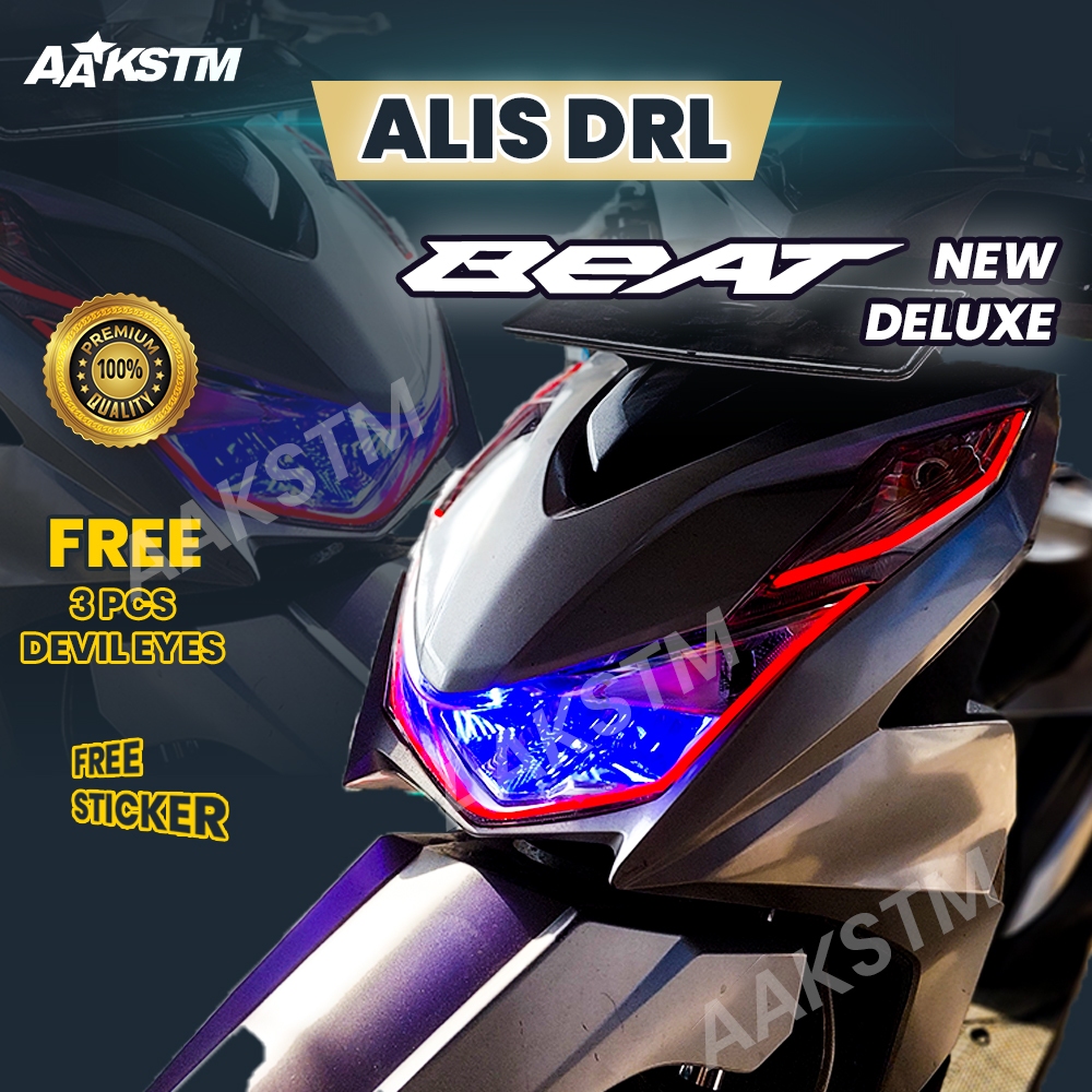 SEPAKET LAMPU ALIS LED DRL NEW BEAT DELUXE  2020 - 2023 BONUS DEVIL EYES ALIS SEIN BEAT DELUXE BEAT 