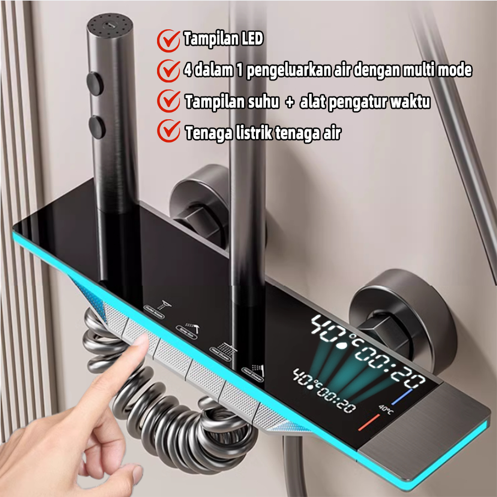 Shower Kamar Mandi Satu Set + Keran Shower + Set Shower Bathtub Stainless Steel - Set Batang Shower