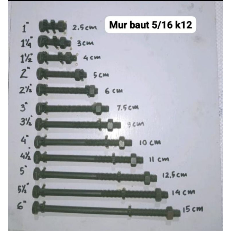 mur baut 12 atau baut 12 kepala segi