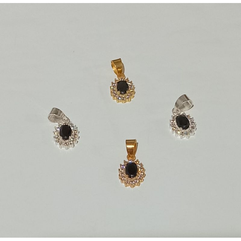 Liontin Perak Asli Silver 925 Mata Batu Hitam