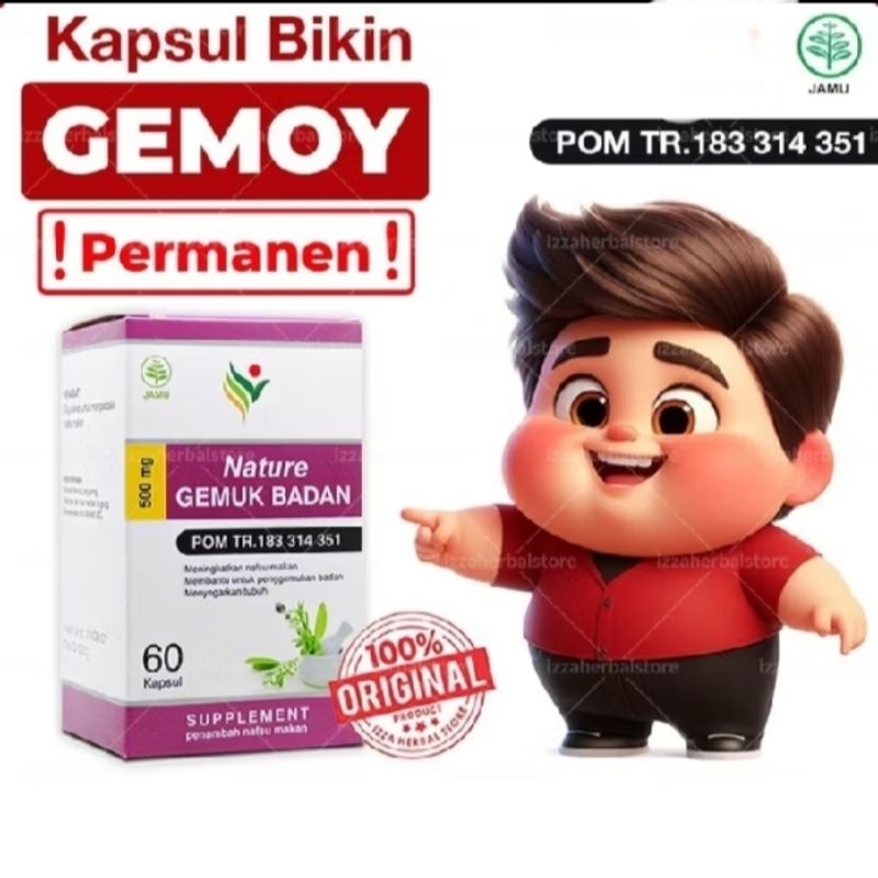 Nature Penggemuk Badan BPOM Aman Isi 60 Kapsul - Gemuk Badan Penambah BB - Kapsul Tambah BB