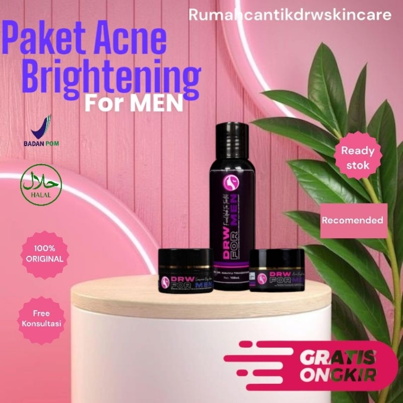 Paket Acne Brightening For Men DRW SKINCARE 100 ORIGINAL BPOM