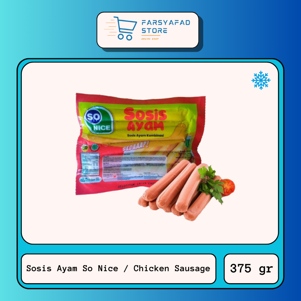 

Sosis So Nice / Sosis Ayam So Nice Sedap / Chicken Sausage So Nice Sedap Ukuran 375 gr - Frozen Food