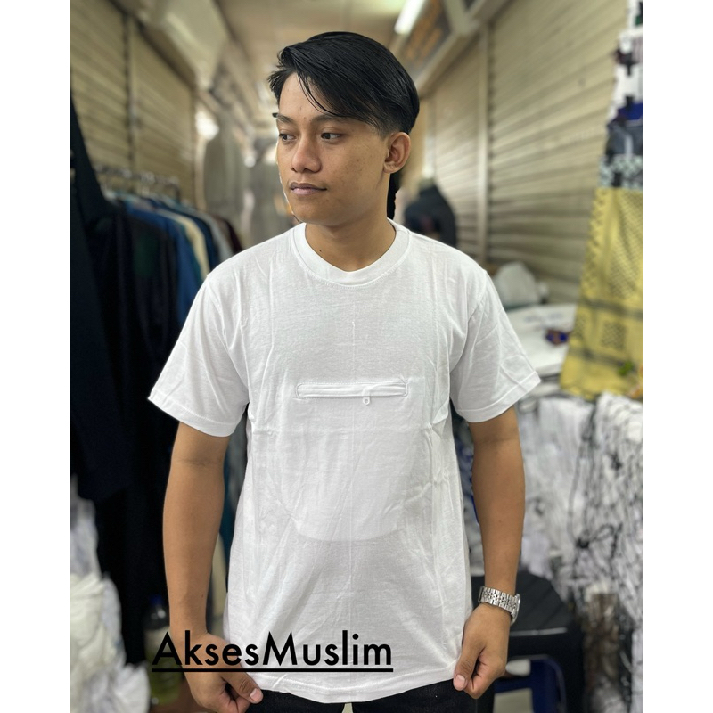 Kaos Oblong Kaos Dalaman Berkantong Pria Kualitas Premium Perlengkapan Haji dan Umrah Pria