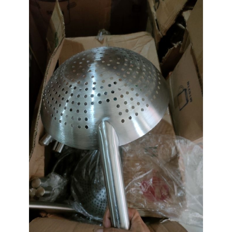 saringan serokan stainless tebal full solid   saringan ayam ikan goreng