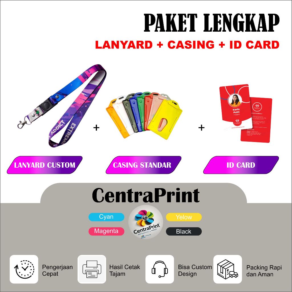 

Sepaket Lanyard ID Card beserta Frame Case Standar ukuran 2 cm 2 sisi