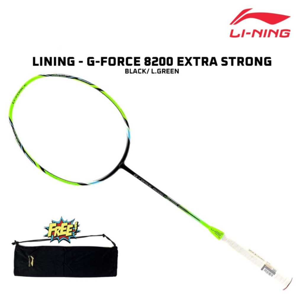 Raket Badminton Lining G FORCE 8200 Extra Strong Black Light Green