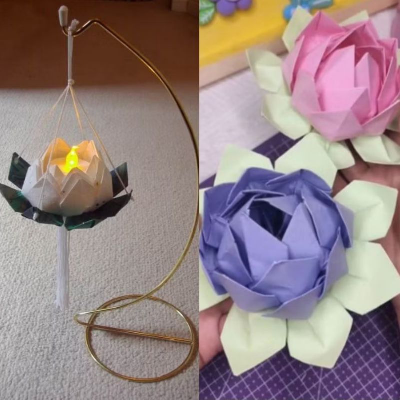 ORIGAMI WANNABE DIY BUNGA LAMPION free lampu LED paket 4pcs