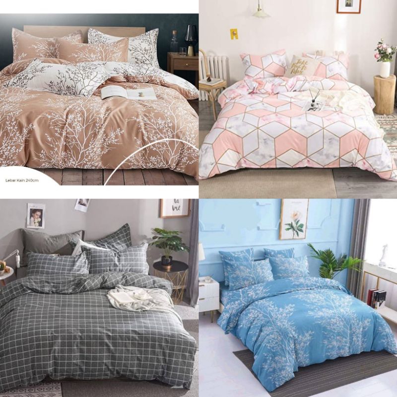 Sprei Set Double King Size 160x200x30 | 180x200x30 Motif Aesthetic | Sprei murah | Sudut Karet
