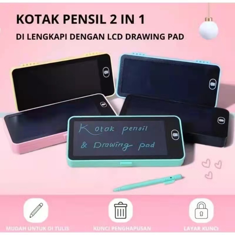 

Kotak Pensil 2 in 1 Lcd Pen Case Drawing Pad Tempat Pencil Anak