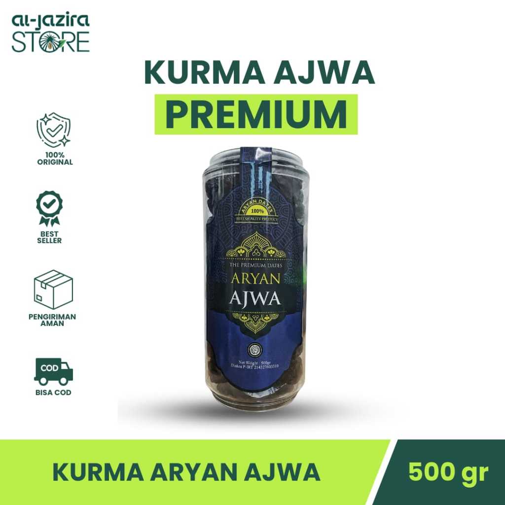 

Aryan Ajwa Kurma Ajwa Premium 500gr Kurma Nabi Jumbo High Quality