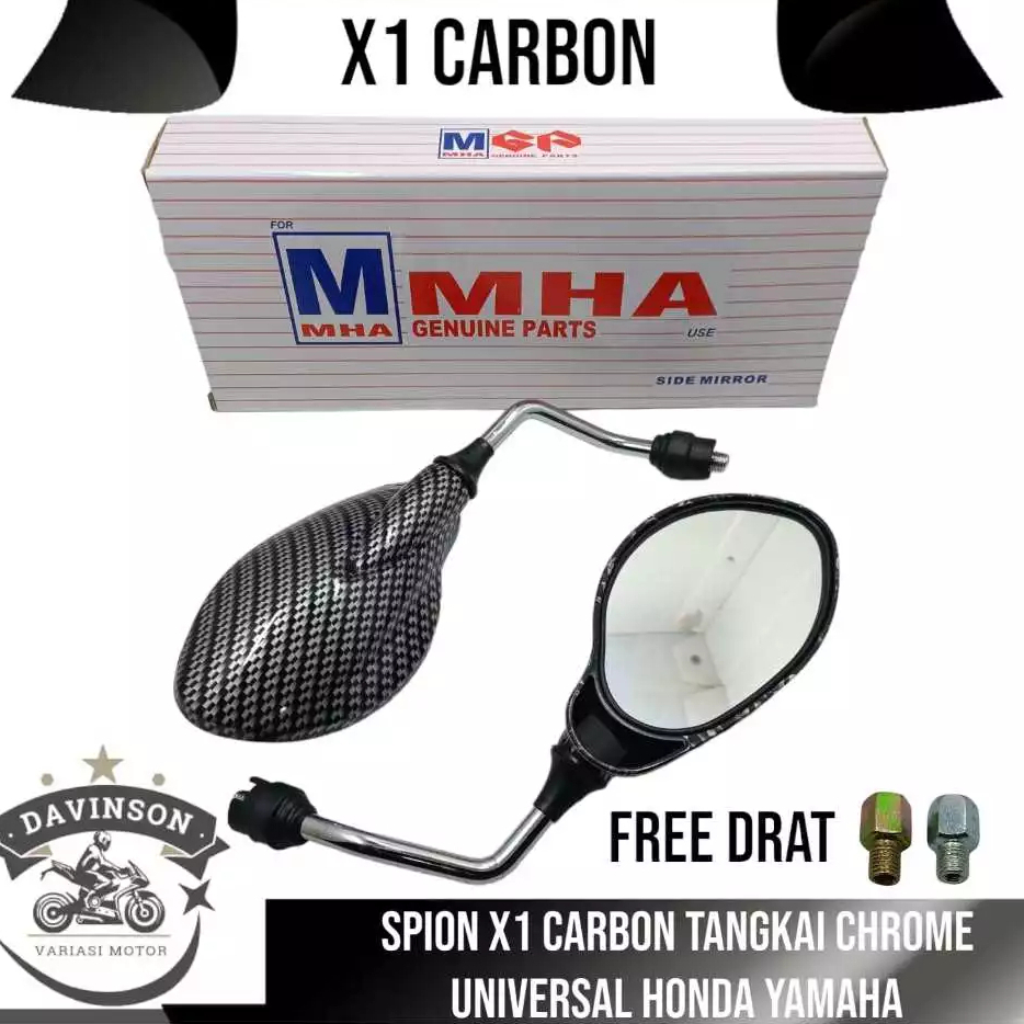 SPION X1 MODEL CARBON TANGKAI CHROME FREE ADAPTER UNIVERSAL BEAT VARIO MIO JUPITER AEROX PCX NMAX DL