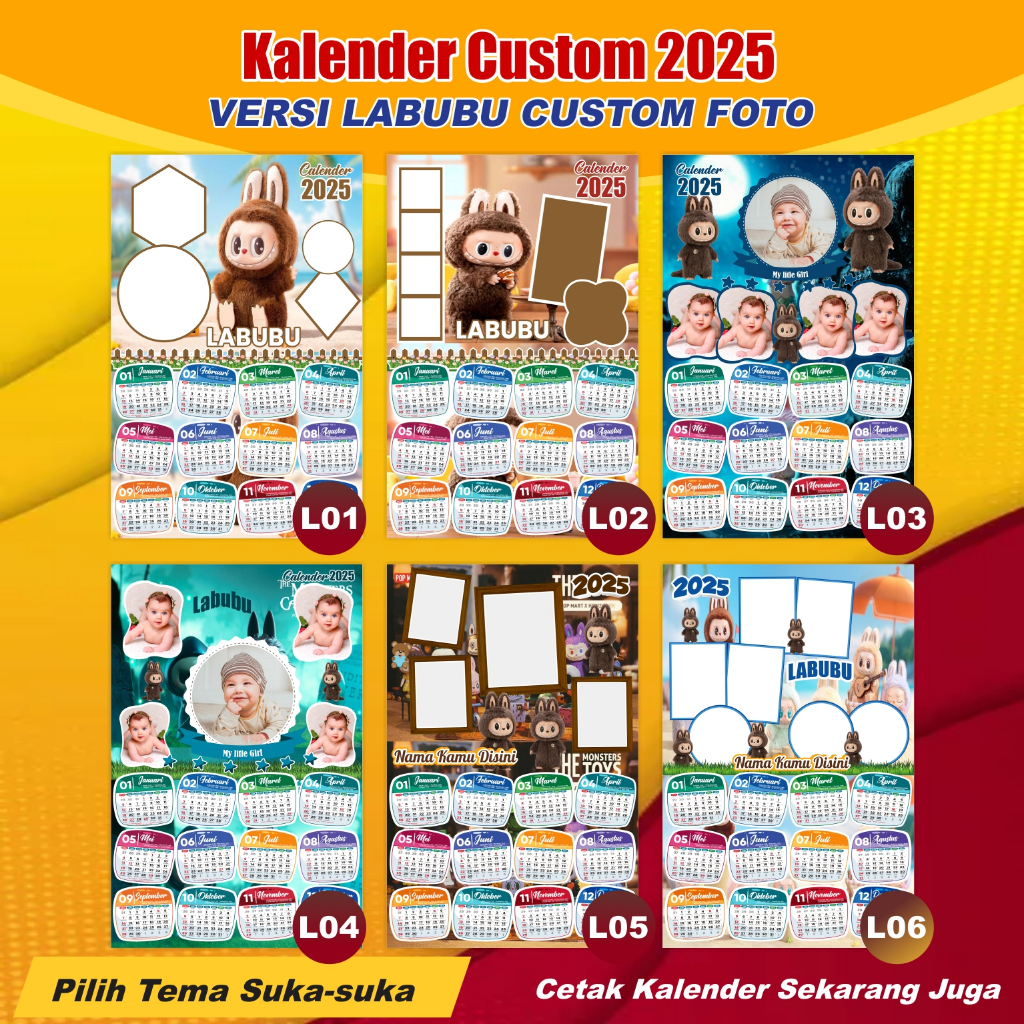 

Kalender Labubu 2025, Kalender Dinding Karakter Custom Foto Sendiri, Kalender Poster 2025 Aesthetic