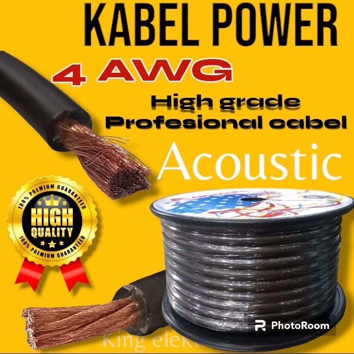 Kabel Power Acoustic 4AWG / Kabel Aki Acoustic 4GA / Kabel Ground 4 AWG Kabel Strum 4 GA Acoustic