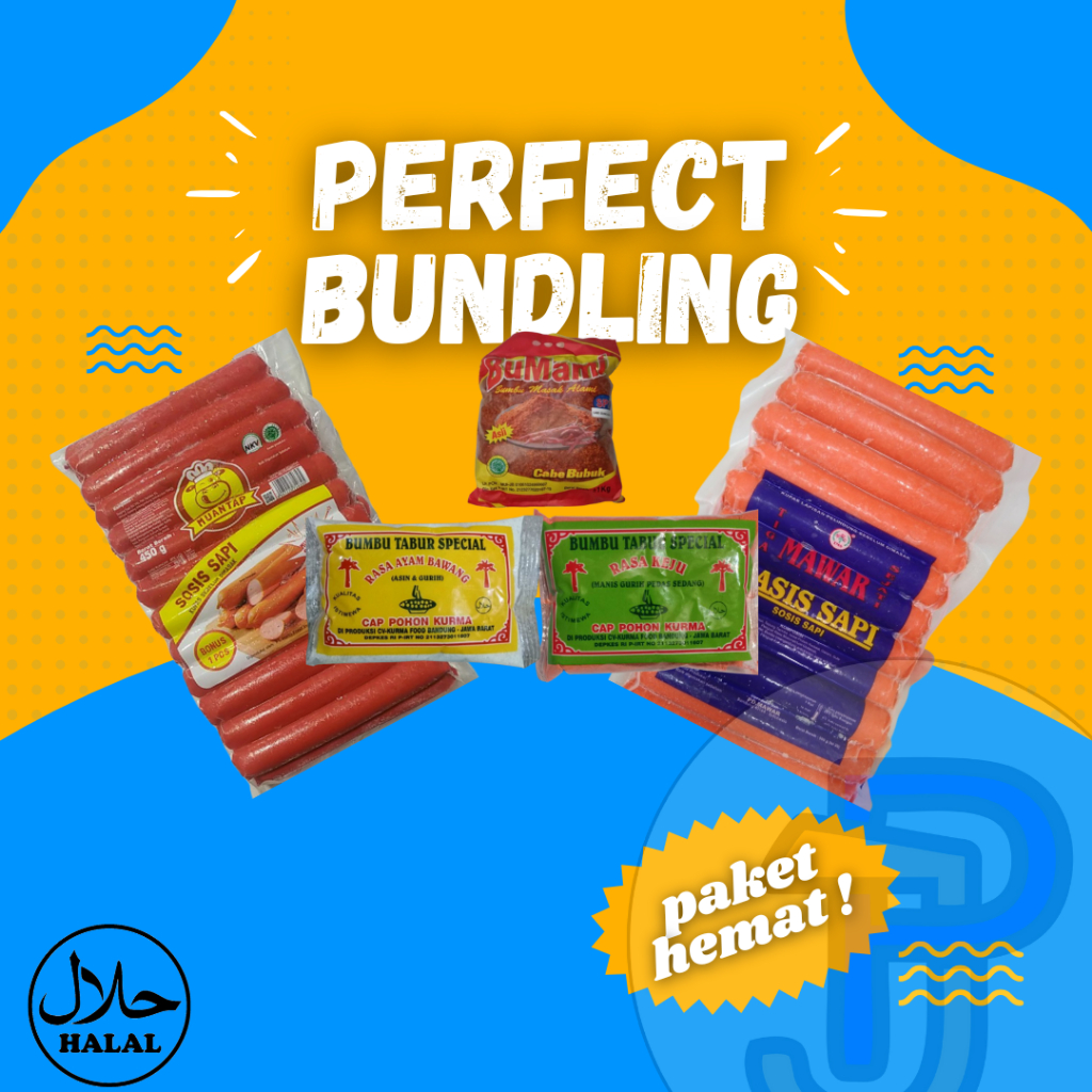 

Paket sosis 2 pack (1pack isi 25) / Paket sosis 2 pack + 3 bumbu bubuk