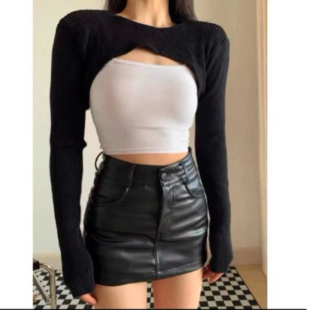 Skirt leather rok kulit skirt kulit rok leather rok y2k bandung