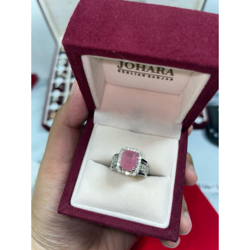 “JOHARA BERLIAN” cincin wanita berlian eropa batu ruby ring perak