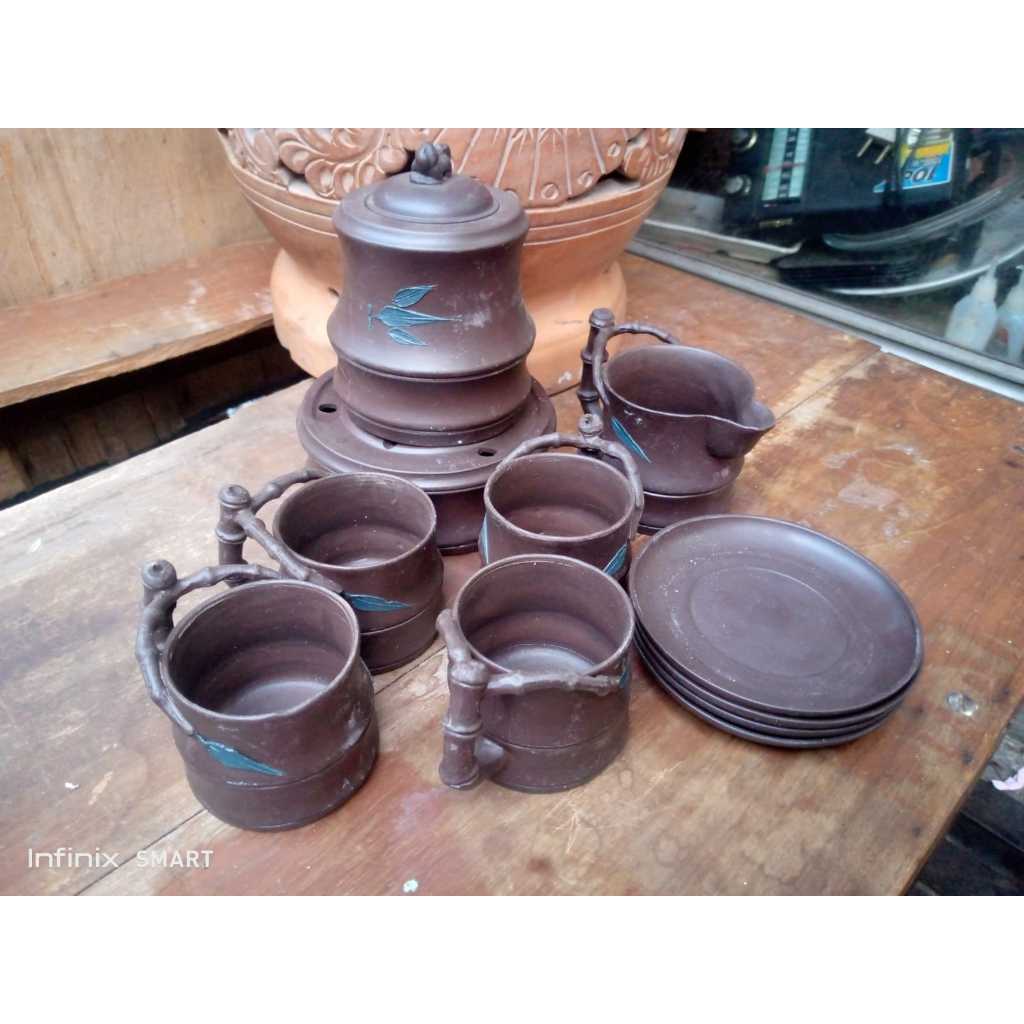Teaset Gerabah Cap China Kuno Jadul Antik