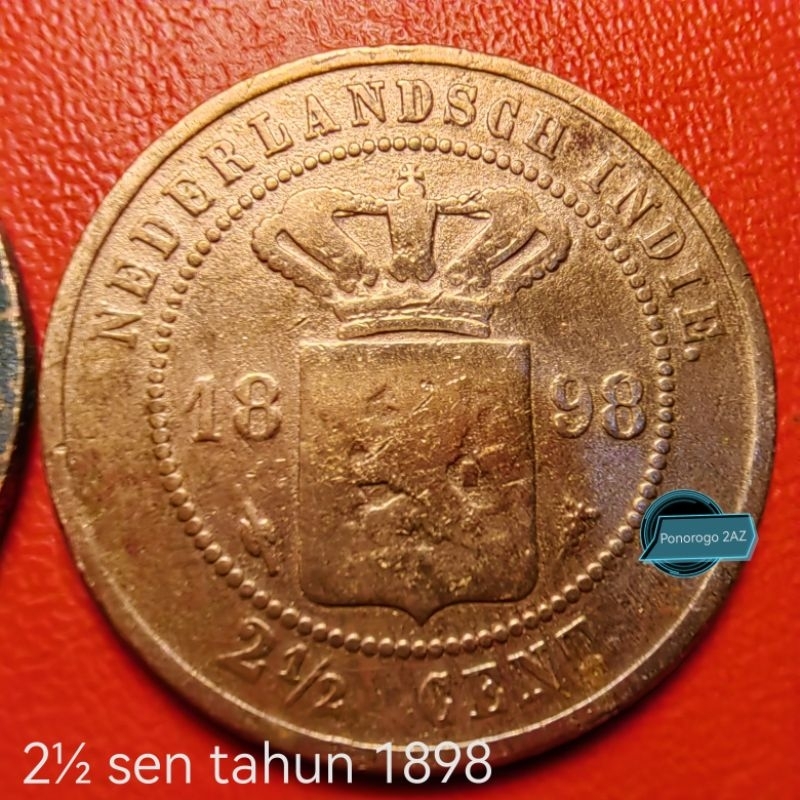 2,5 sen cent benggol tahun 1898 asli jaman belanda