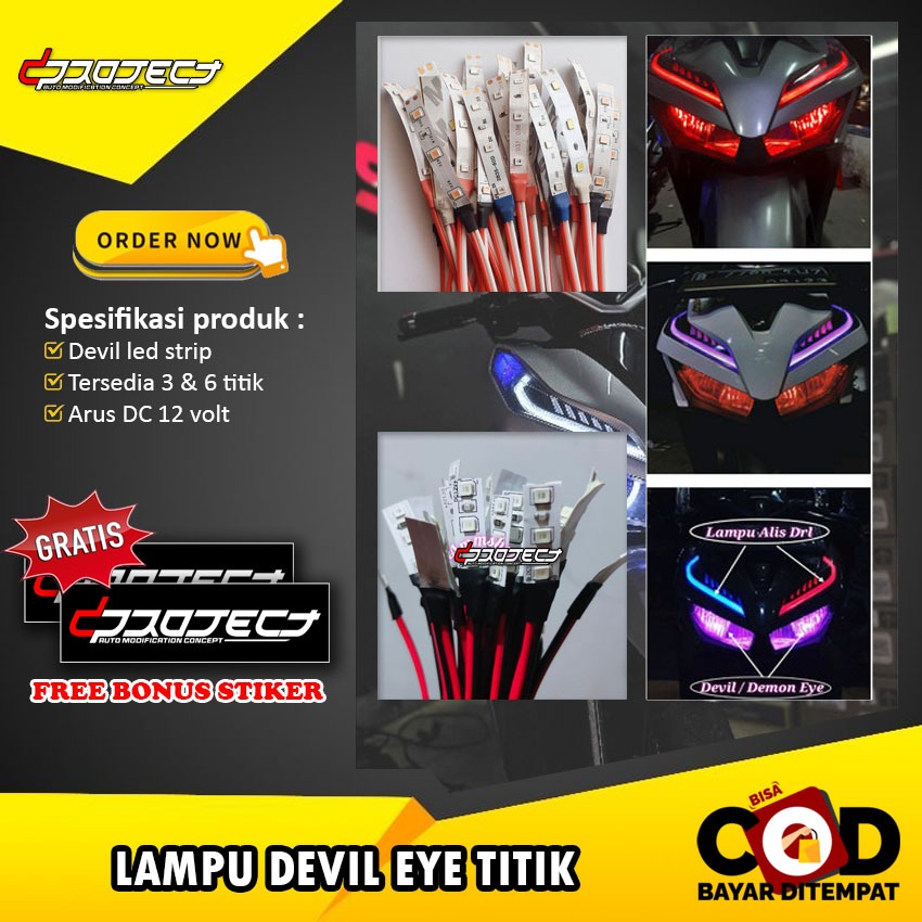LAMPU DEVIL DEMON EYES 3 LED STRIP/6 LED STRIP / LAMPU DEVIL MOTOR / LAMPU DEVIL BILED LED STRIP