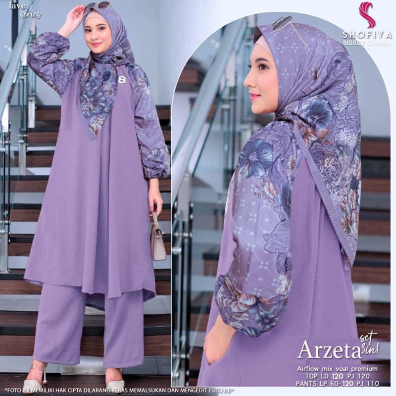 [NEW] SETELAN ONESET ARZETA 3IN 1 BY SHOFIYA JUMBO DAN STANDAR BAHAN AIRFLOW MIX FOAL PREMIUM // FAS