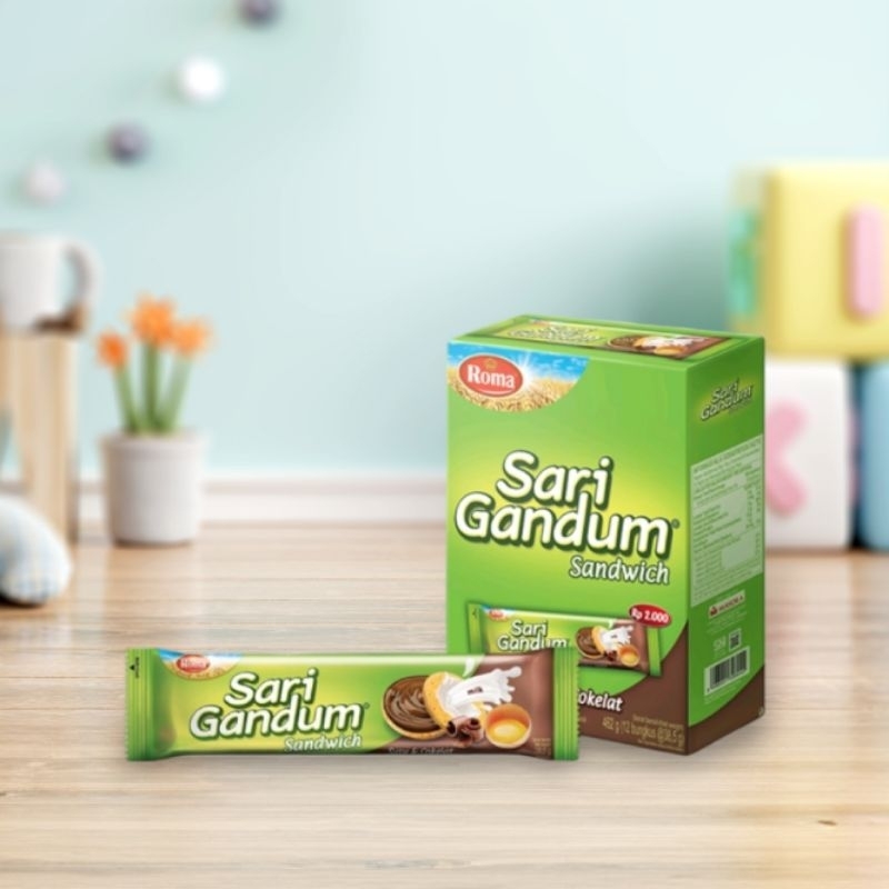 

Minky - Sari Gandum Sandwich Sachet Cokelat 1 karton ( 10gb x 12 sc x 36 gr )