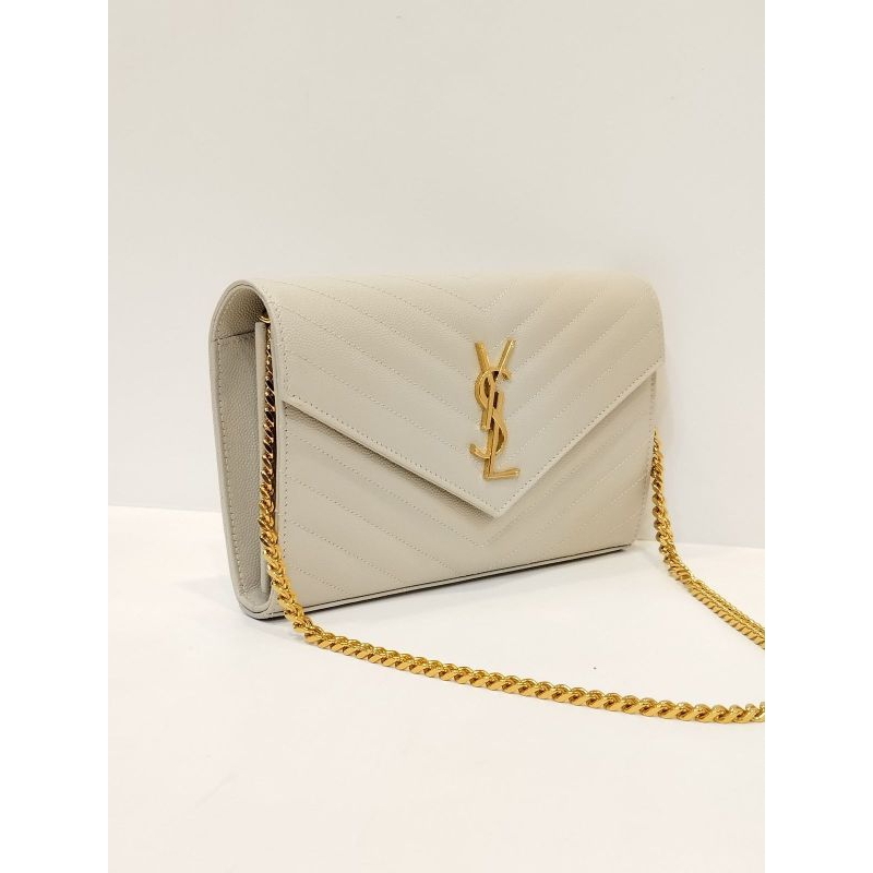 Saint Laurent YSL Wallet on chain / WOC crema Caviar GHW . . Size 22 x 14 x 4 cm . . 20.500.000 Comp