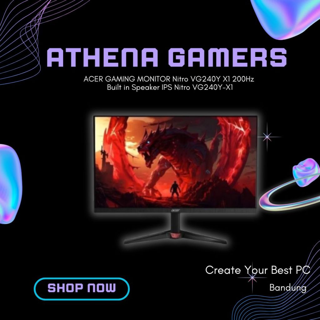 ACER GAMING MONITOR Nitro VG240Y X1 200Hz Built in Speaker IPS Nitro VG240Y-X1 | Athena