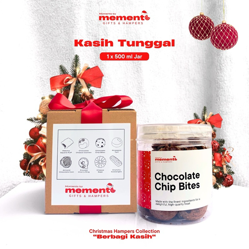 

Kasih Tunggal (1 x 500ml) Hampers Natal - Chocolate Chip Bites - Cookies Premium