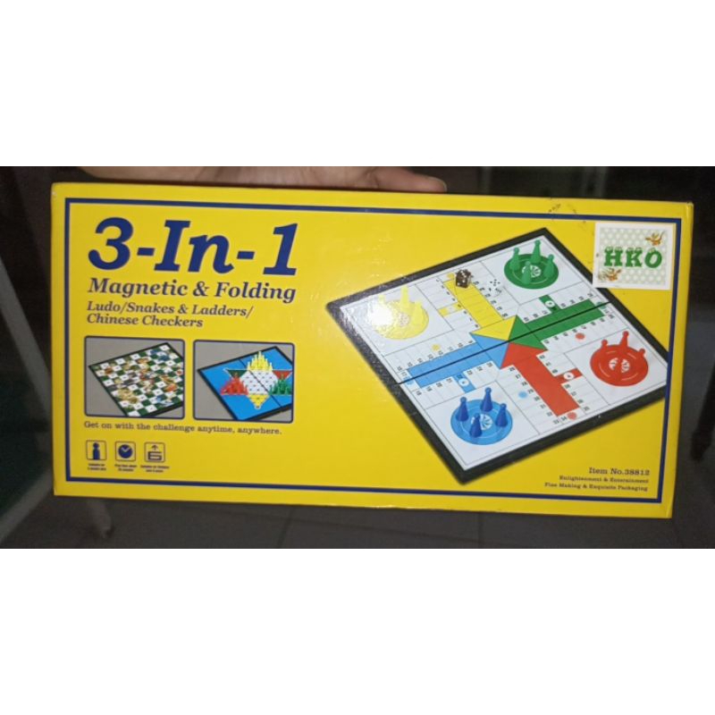 ludo 3 in 1 magnetic game board folding board games ular tangga Chinese checker game