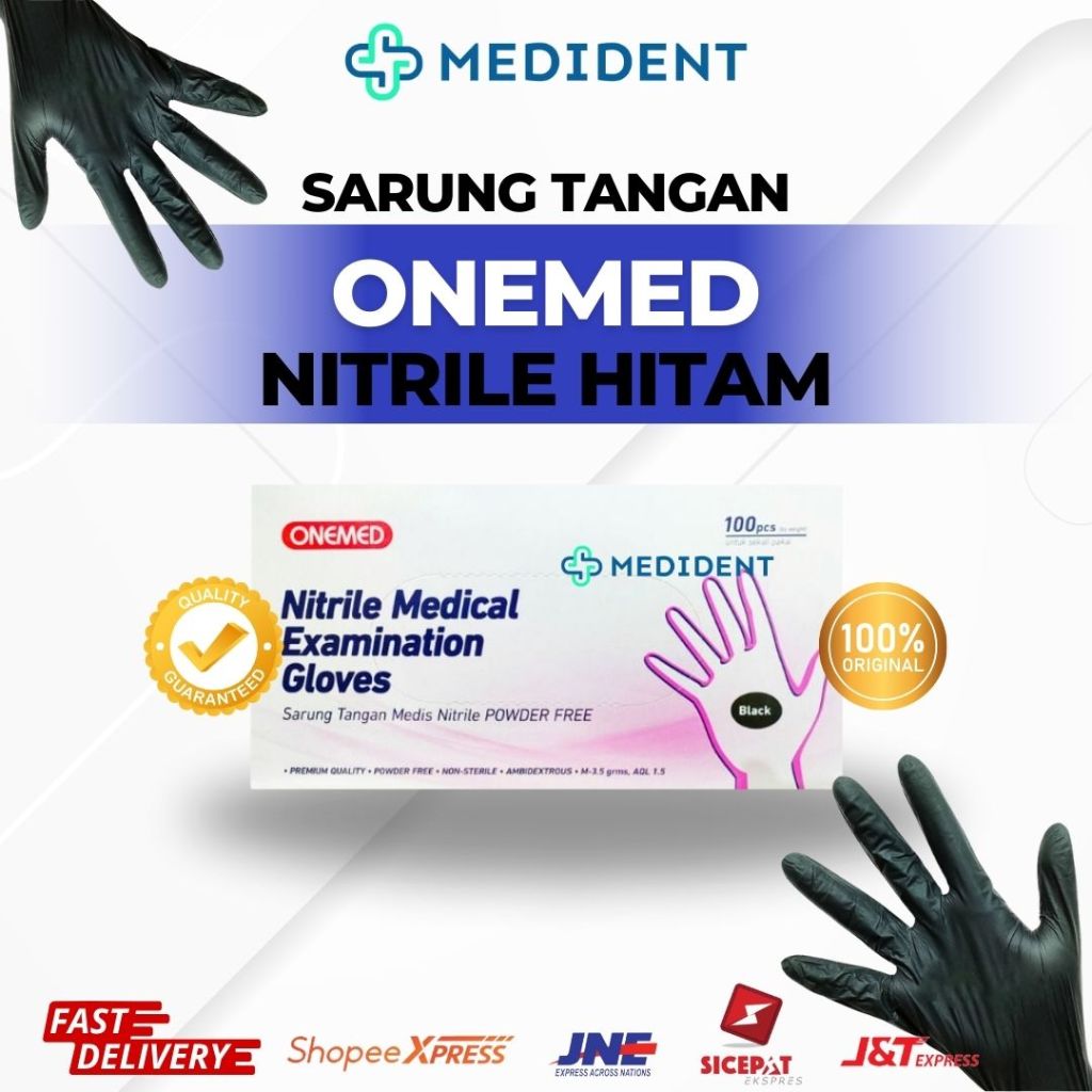 Sarung Tangan Onemed Nitrile Black / Sarung Tangan Onemed Nitrile Medical Examination Black / Sarung