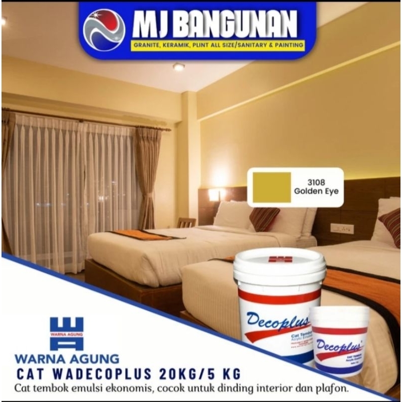 Decoplus cat dinding dan plafon tembok dalam rumah ukuran 25kg warna golden eye berkualitas Acrylic 