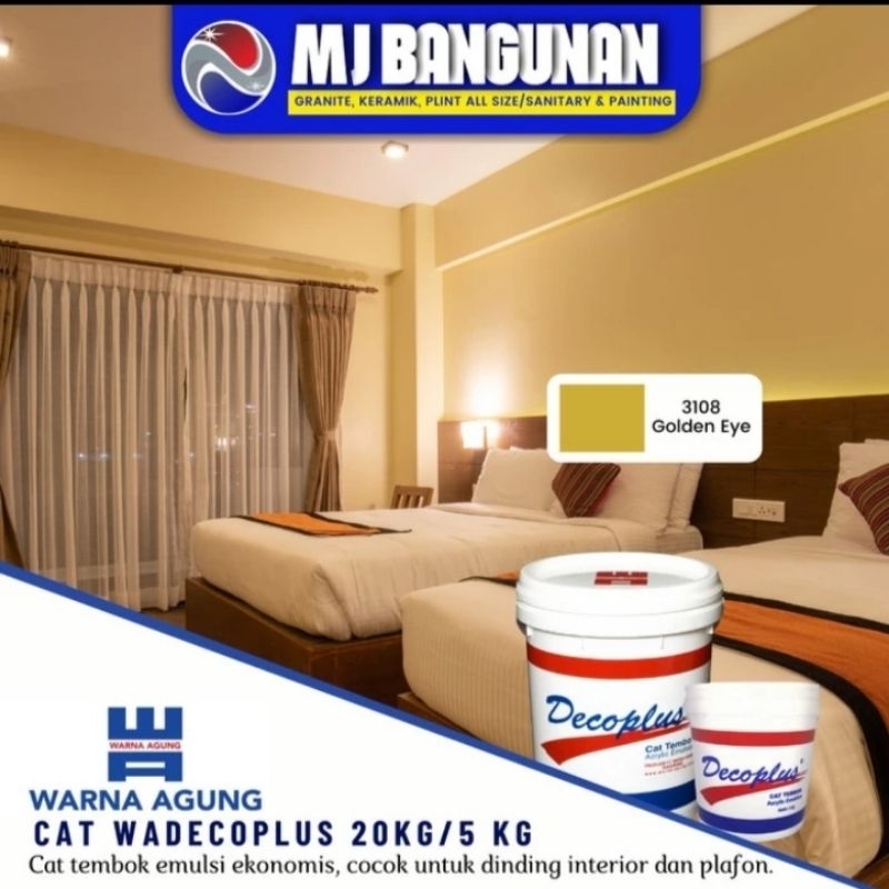 Decoplus cat dinding dan plafon tembok dalam rumah ukuran 5kg warna golden eye berkualitas Acrylic e