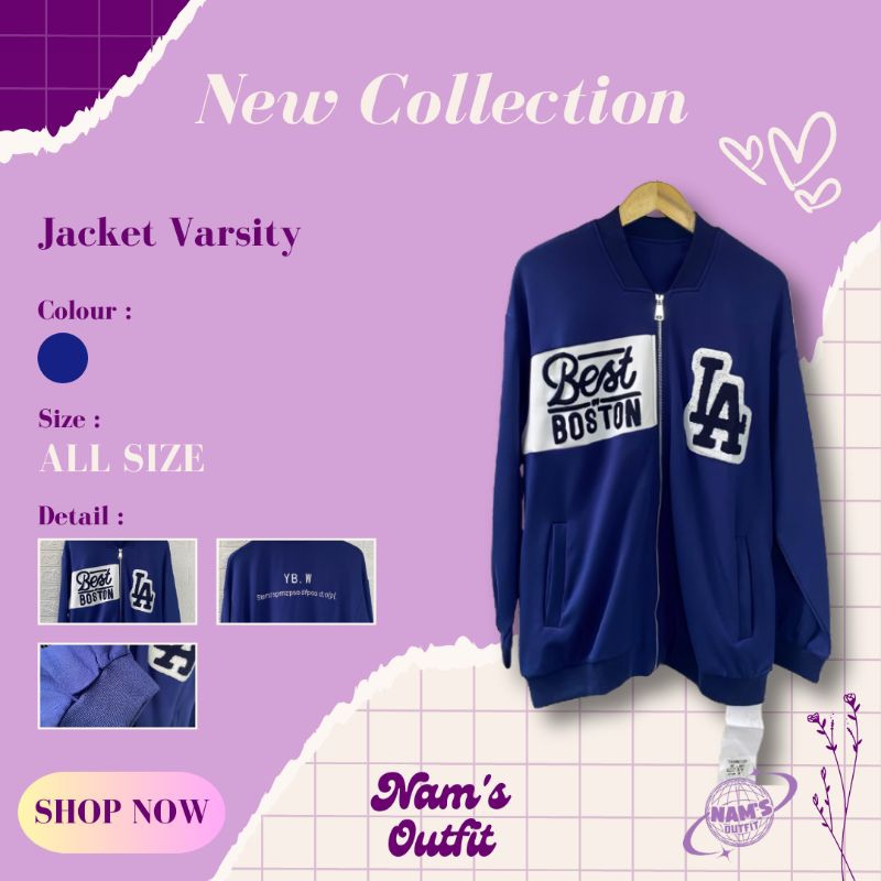 [J1-68] Jacket Varsity Fleece Unisex Premium