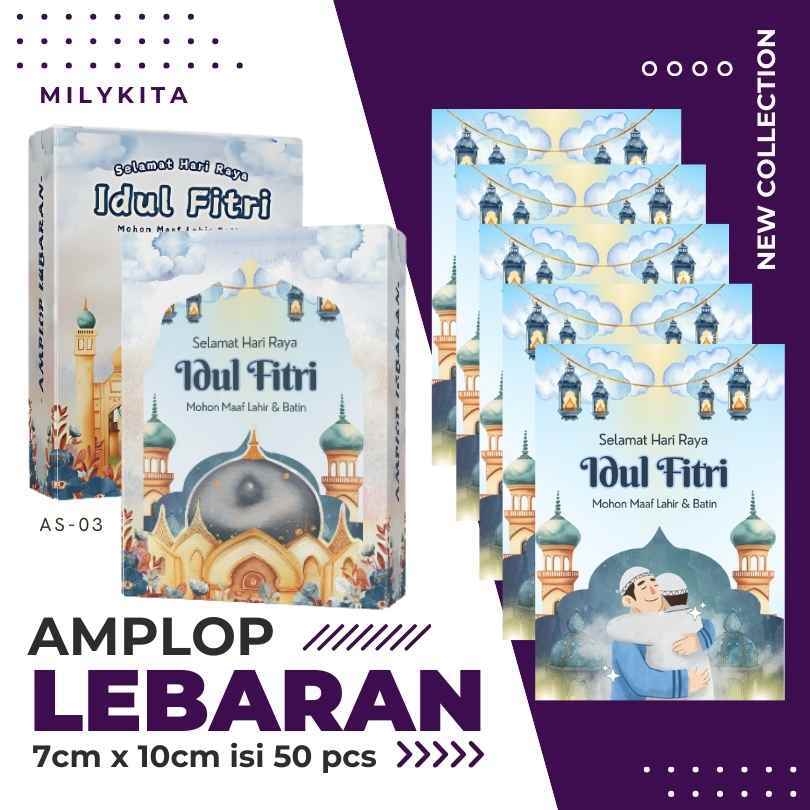 

Amplop Lebaran Idul Fitri Premium Sedang Box isi 50pcs Angpau Motif 2025 Uang lipat 1 kali