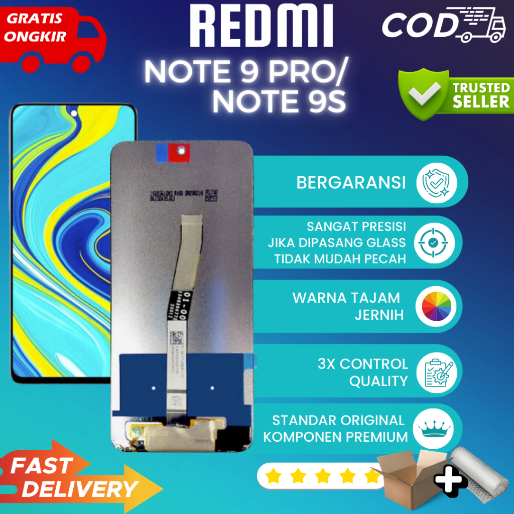 LCD TOUCHSCREEN REDMI NOTE 9 PRO/NOTE 9S ORIGINAL FULLSET TOUCHSCREEN-BERGARANSI